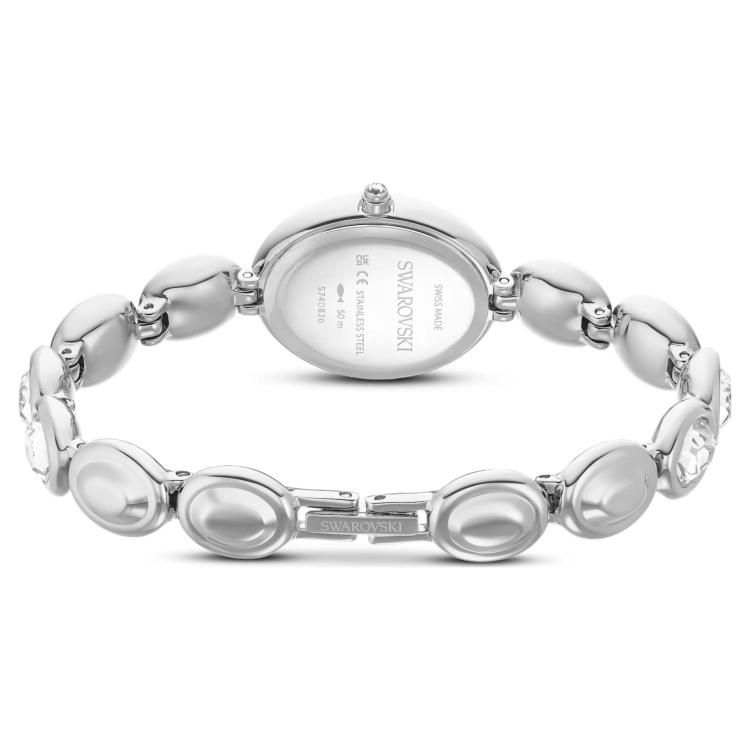 Imber oval watch Swiss Made, Metal bracelet, Silver tone, Stainless steel
